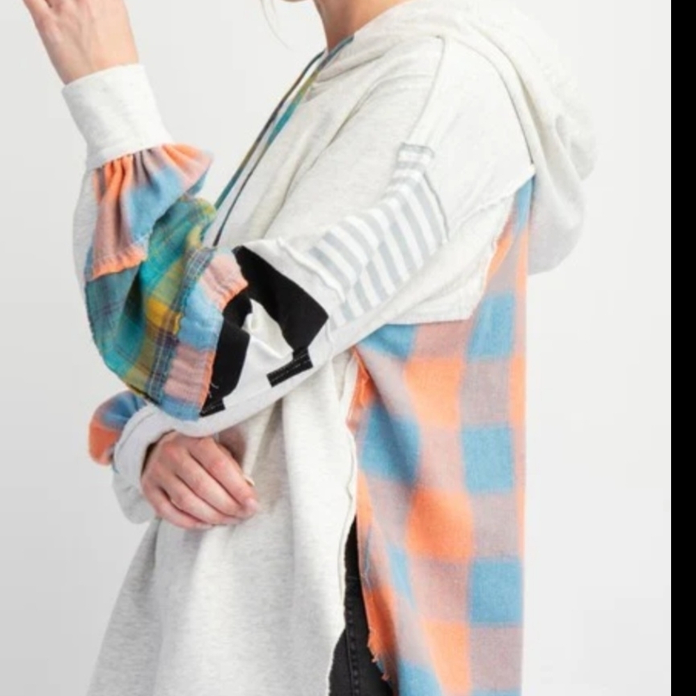 Easel Gray and Multicolor Hoodie